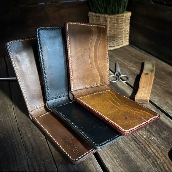 Mens WalletHandmade w/Conceria Walpier- Buttero Veg Tanned Leather